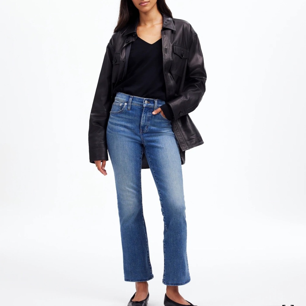 Madewell Blue Straight Leg Jeans High-Rise Cropped